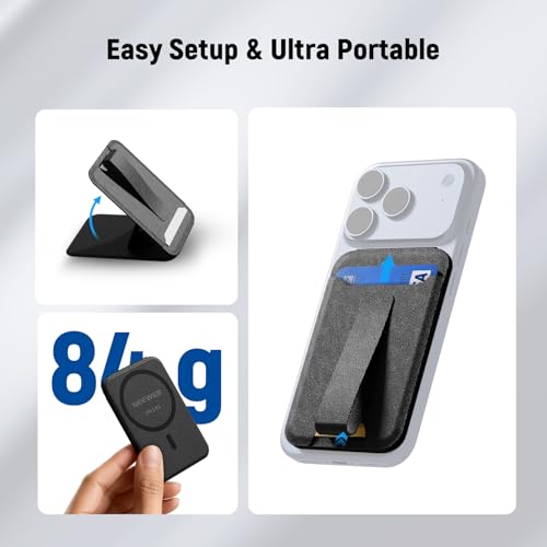 NEEWER Magnetic Phone Wallet with Card Holder, Foldable Desk Stand Lightweight Portable Leather Slim Cell Phone Card Case Compatible with MagSafe iPhone Samsung Android for Video Recording, PA141 - style: PA141