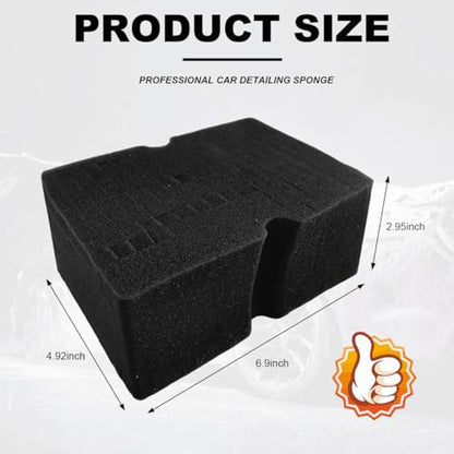 Car Wash Sponge, Large Scratch-Free Cross Cut Sponge for Soap and Rinseless Washing, Durable Ultra Soft Foam Grid Extra Absorbent Car Cleaning Sponge Pad, Car Accessories (Black) - color: Black