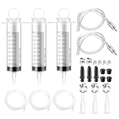 VZZNN Brake Bleed Kit, 3 pcs Reverse Brake Bleeder Kit100ml Syringe with 50cm Hose Brake Fluid Bleeder Tool for Automotive Car Truck Motorcycle Bike Bicycle Braking System Repair Maintenance