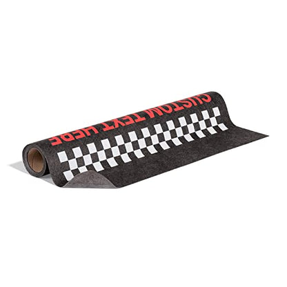 PIG Personalized Motorcycle Mat | Ultra Thin | Checkered Flags Moto Racing | Portrait | 3' x 10' Custom Text Motorcycle Parking Mat | PM50670POR-3X10T-BK