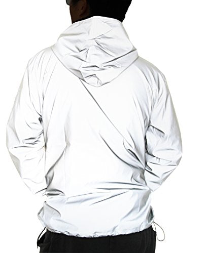 Reflective Coat Hooded Windbreaker Fashion Runing Pocket Jacket - size: Small