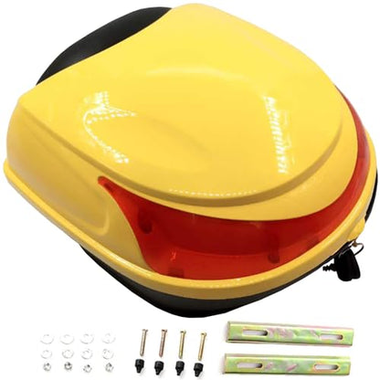 25L Motorcycle Tour Tail Box Scooter Top Case Trunk Luggage Box Lockable Storage Plastic Case with Mounting Hardware and Universal Mounting, Waterproof Motorcycle Top Box,Yellow - color: Yellow