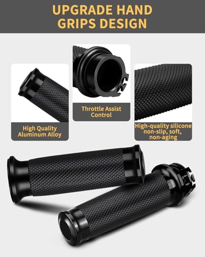 Motorcycle Black Hand Grips 1 Inch Handlebar Grips Universal Compatible for Harley Honda Kawasaki Suzuki Yamaha Bobber Chopper Cafe Racer