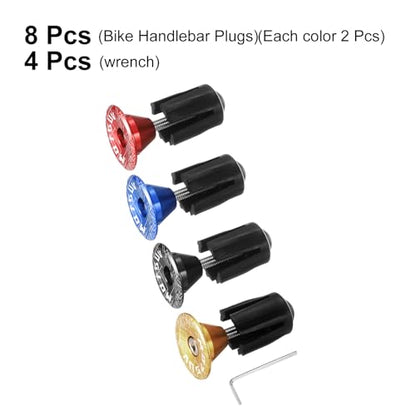 HARFINGTON 4Pair Bike Handlebar End Plugs Aluminum Bar End Caps 16-21mm Adjustment Expanding Locking with Tool for MTB Road BMX Fixed Gear Bike, Red, Blue, Black, Gold - color: Red, Blue, Black, Gold