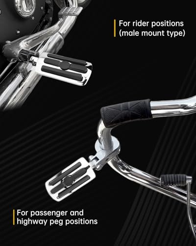 TSUNG Motorcycle Foot Pegs Passenger Footpegs Male Mount Foot Rest Pedal Compatible with Harley Davidson Touring Street Glide Road King Road Electra Glide Sportster Dyna Softail (B-Chrome) - color: B-Chrome