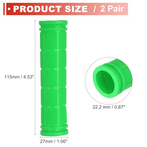 2 Pair Soft Rubber Handlebar Grips, Bicycle Handlebar Grips Bike Handle Bar Wrap Non-Slip 4.5 Inch - Fitting for Mountain Bikes/Road Bicycles/Scooter - color: Green