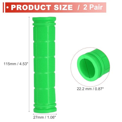 2 Pair Soft Rubber Handlebar Grips, Bicycle Handlebar Grips Bike Handle Bar Wrap Non-Slip 4.5 Inch - Fitting for Mountain Bikes/Road Bicycles/Scooter - color: Green