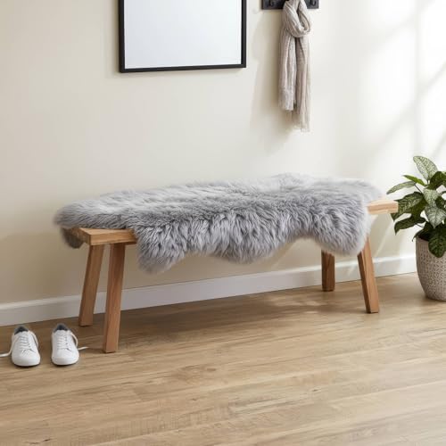 Super Area Rugs Premium Silver Gray Sheepskin Rug Genuine Double 2x6ft Pelt Fluffy Fur Rug for Bedrooms - color: Silver Gray, size: 2' x 6' (Natural)