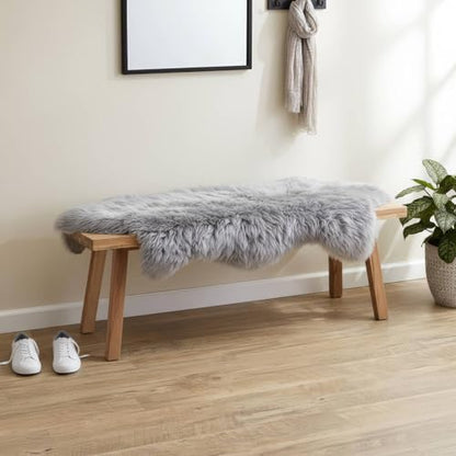 Super Area Rugs Premium Silver Gray Sheepskin Rug Genuine Double 2x6ft Pelt Fluffy Fur Rug for Bedrooms - color: Silver Gray, size: 2' x 6' (Natural)