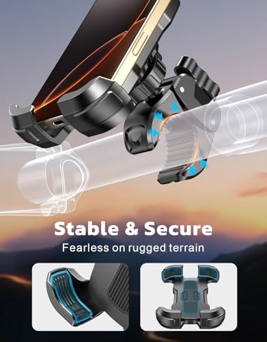 Motorcycle Phone Mount, [One-Click Lock] Bike Phone Holder, [Upgrade Cushioned Protection] Handlebar Phone Mount with Security Lock Compatible with iPhone, Samsung and 4.7-6.9'' Smartphones - style: Standard Mount