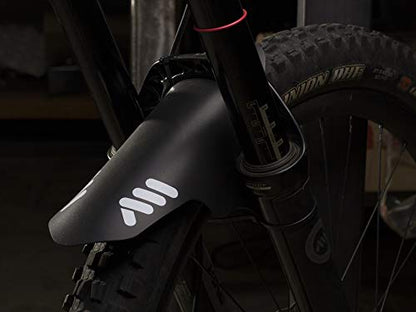 MTB Front Wheel Mud Guard - Lightweight & Durable Protection - Universal Fit - Protect Against Mud, Water Spray and More - color: Black/White