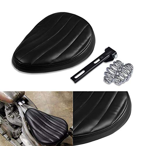 Motorcycle Solo Seat Cushion Baseplate Spring Seat Pad Saddle Bracket for Cruiser Bobber Chopper Honda Yamaha Suzuki Kawasaki (New-Black)