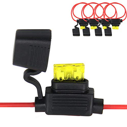 ZOOKOTO Inline Fuse Holder 20A, ATC/ATO 16 AWG Gauge Copper Wire Car Auto Blade Fuse 20AMP Waterproof (2 Pack） - size: 20A