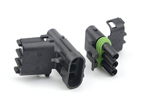 Michigan Motorsports Weather Pack 3 PIN Connectors 5 Sets 12-16 AWG used for cars, trucks, motorcycle, boat, trailer, marine, jetski (3 PIN) - size: 3 PIN