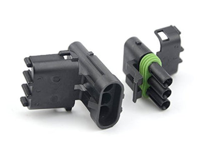 Michigan Motorsports Weather Pack 3 PIN Connectors 5 Sets 12-16 AWG used for cars, trucks, motorcycle, boat, trailer, marine, jetski (3 PIN) - size: 3 PIN