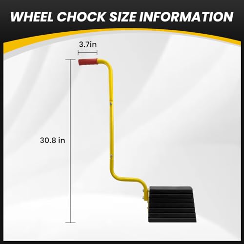 HOXWELL 2 Pack Heavy Duty Rubber Wheel Chock with Handle, Sturdy Solid Anti Slip Wheel Stopper for All Weather Use -Trucks, RV, Travel Trailer, Pop Up Camper Accessory, 2 Pcs - color: Black-handle