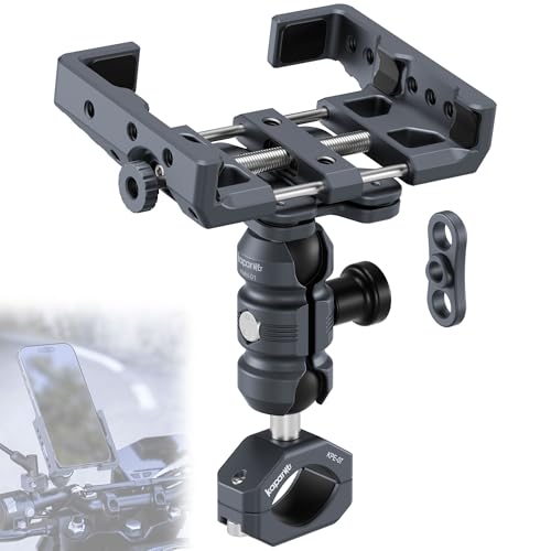 Anti Vibration Motorcycle Phone Mount, Aluminum Phone Holder for 4.7-7" Smartphones, 25mm Ball Head & Clamp Base Fits 22-32mm Handlebar for Motorcycle/ATV/Scooter(KPS-19) - color: KPS-19