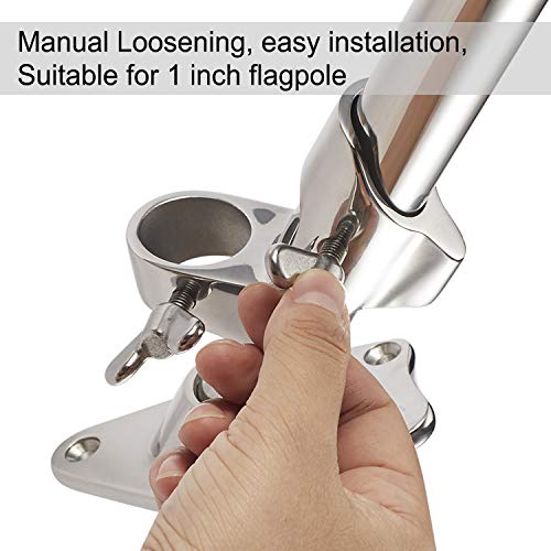 ZOMCHAIN Flag Pole Bracket, Flag Pole Holder, 316 Stainless Steel Marine Grade for Outside House- Polished, Heavy Duty for 1in Flag Pole Mount - 2 Positions - size: 2 Positions Flag Pole Holder