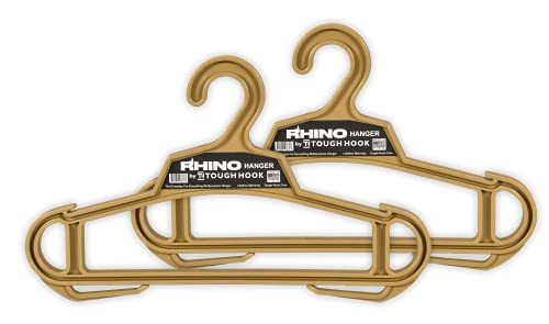 Rhino Tough Hook Heavy Duty Clothes Hangers – USA-Made Military Grade Coat Hanger for Body Armor & Jacket – 200-lb Capacity Suit Hangers for Heavy Apparel, 2 Tan - color: Tan, size: Pack of 2 (Original)