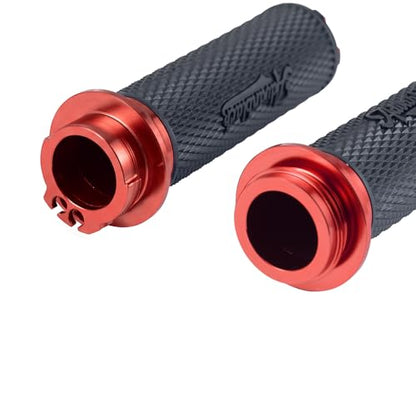 Advanblack AXION Performance Grips, Cable Throttle Hand Grips Compatible with Harley Touring Road Glide Street Glide, Softail - color: Red