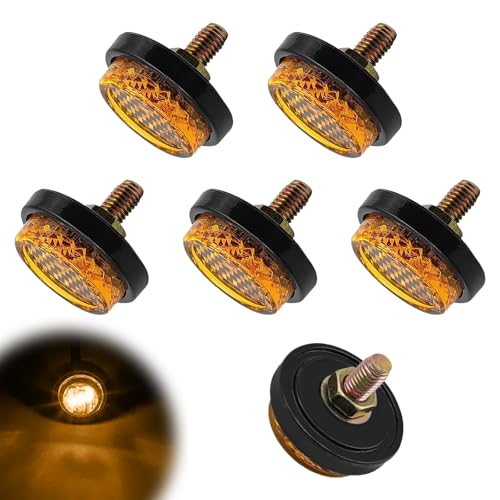 6 Pcs Mini Reflectors with Bolts and Nuts,Round Reflector for Motorcycle,M5 Screw Tag Bolt,Universal Motorcycle,Bicycle,Tractor Accessories (Yellow) - color: Yellow
