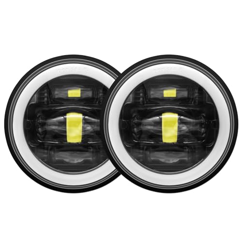 AlyoNed 2024 New 4.5" inch LED Passing Lights Fog Lamps Driving Light DRL White Halo DOT Kit for Motorcycle Auxiliary Light Bulb Projector Driving Lamp Black - color: Black