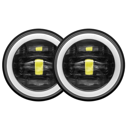 AlyoNed 2024 New 4.5" inch LED Passing Lights Fog Lamps Driving Light DRL White Halo DOT Kit for Motorcycle Auxiliary Light Bulb Projector Driving Lamp Black - color: Black