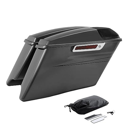 HR3 Charcoal Pearl 4" Stretched Hard Saddlebags w/Speaker Lids Compatible with 2015 Street Glide Special FLHXS (Replace for OEM) - color: Charcoal Pearl
