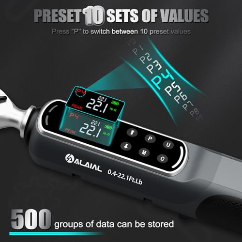 Digital Torque Wrench 0.4-22.1 Ft.Lb/0.5-30 Nm, 1/4 Drive Dual Direction Rachet Torque Wrench with Vibration, Buzzer and LED Alert, Electronic Torque Wrench for Bike Motorcycle Car Repair - size: 0.4-22.1 Ft.Lb/0.5-30 Nm-V