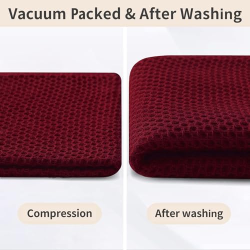 Homaxy 100% Cotton Kitchen Towels and Dishcloths Set, 12 x 12 Inches and 13 x 28 Inches, Set of 16 Bulk Kitchen Towels Set, Ultra Soft Absorbent Dish Cloths for Washing Dishes, Burgundy - color: Burgundy, style: 16-Piece Set