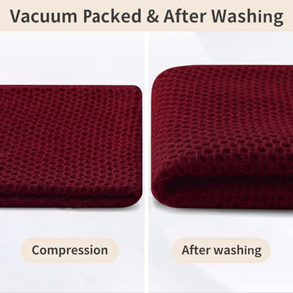 Homaxy 100% Cotton Kitchen Towels and Dishcloths Set, 12 x 12 Inches and 13 x 28 Inches, Set of 16 Bulk Kitchen Towels Set, Ultra Soft Absorbent Dish Cloths for Washing Dishes, Burgundy - color: Burgundy, style: 16-Piece Set