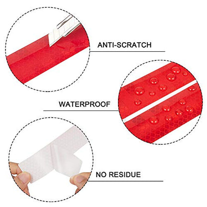 TOMALL 35.2'' Strong Reflective Stripe Stickers High-Intensity Night Visibility Reflective Decal Universal Safety Warning Diamond Grade Waterproof Self Adhesive for Car Trunk (Red) - color: Red