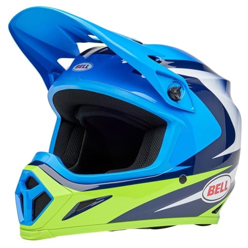 Bell Powersports MX-9 MIPS Motorcycle Helmets - color: Gloss Jackal Blue/Hi-Viz Yellow, size: Small