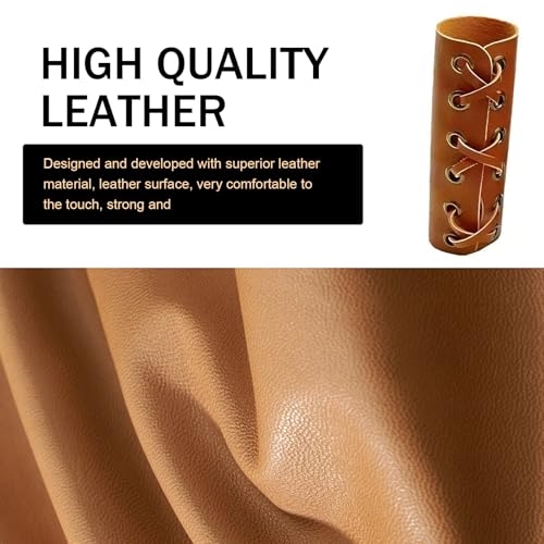 2 PCS Motorcycle Handlebar Grips, 4.5" x 4.4" PU Leather Handle Protectors, Motorcycle Adjustable Strap Anti-Slip Handle Gloves, Universal for Most Motorcycles Bikes and More (Brown)