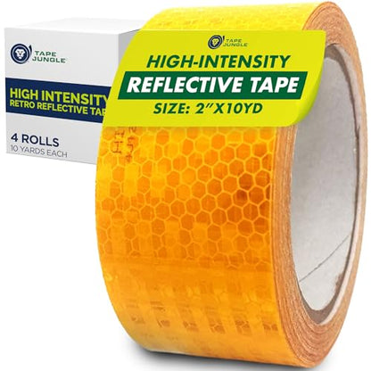 High Intensity Retro Reflective Tape (HXREF) [4 Rolls] 2" (50mm) x 10 yds Yellow - color: Yellow, size: 2"(50mm) [4 rolls]