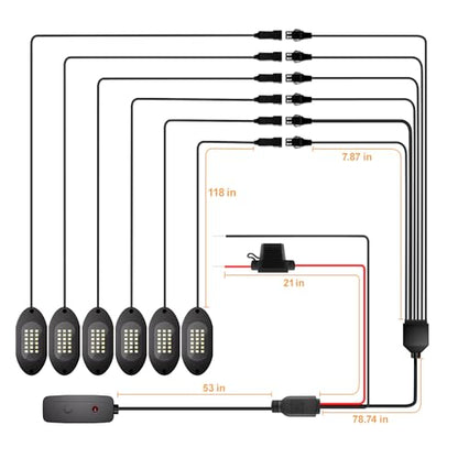 Honalia White LED Rock Lights Kits 6 Pods, 6000K Pure White Rock Lights with Switch - color: Pure White, size: 6 Pods