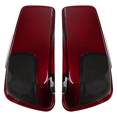 HR3 Velocity Red Sunglo (Pinstripe) 4" Stretched Hard Saddlebags w/Speaker Lids Compatible with 2017 Road Glide Special FLTRXS Street Glide Special FLHXS (Replace for OEM) - color: Velocity Red Sunglo (Pinstripe)