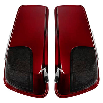 HR3 Velocity Red Sunglo (Pinstripe) 4" Stretched Hard Saddlebags w/Speaker Lids Compatible with 2017 Road Glide Special FLTRXS Street Glide Special FLHXS (Replace for OEM) - color: Velocity Red Sunglo (Pinstripe)