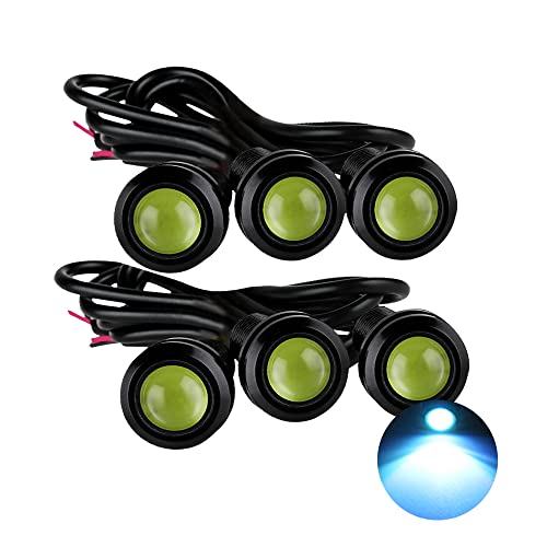 Eagle Eye LED Lights, DIY Ultra Thin 18mm Indicator Marker Light Daytime Running Lights DRL Tail Lights Fog Light Backup Light for Car Motor Motorcycle Truck Boat (BK Shell-Ice Blue,6PCS) - color: BK Shell-Ice Blue, size: 6PCS