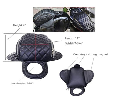 Magnetic Motorcycle Tank Bag black fit for Harley Sportster 883 1200 Forty Eight - Waterproof PU Leather Quick Release Fuel Tank Pouch