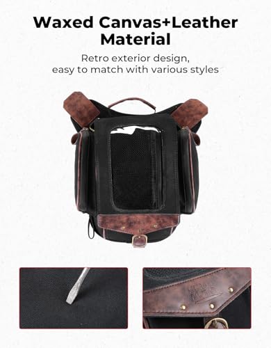KEMIMOTO Motorcycle Tank Bag, Retro Expandable Storage Thigh Bag Leg Bag with Leg Strap, Waterproof Touch Screen Protector for Mobile Phones, Oil Waxed Canvas Material, Black 8.5L