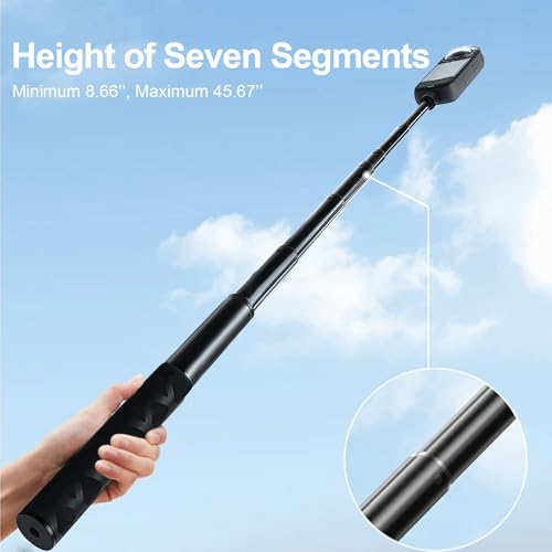 Motorcycle Handlebar Mount Kit with 47.28" Invisible Selfie Stick & Heavy Duty Double Clamps | POV Riding Mount for Insta360 X4 X3 X2 GO3/2, Action Cameras, Bike Mount System