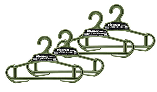 Rhino Tough Hook Heavy Duty Clothes Hangers – USA-Made Military Grade Coat Hanger for Body Armor & Jacket – 200-lb Capacity Suit Hangers for Heavy Apparel, 4 Foliage - color: Foliage, size: Pack of 4 (Original)