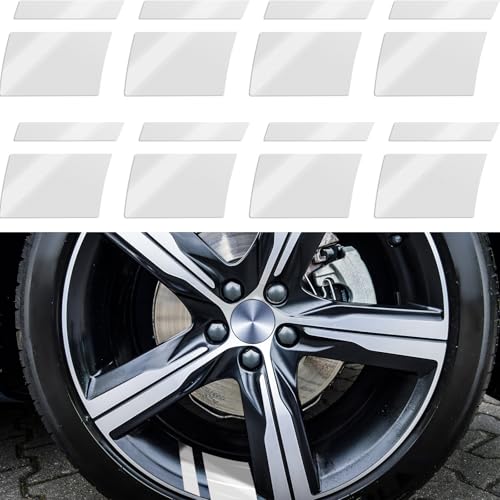 Tallew 8 Pcs Wheel Rim Decal Stripes Car Decals for 18-21 Inch Wheels Reflective Car Stickers 2.36 x 2.75 Inch Automotive Decals Hash Stripe Stickers Tire Rim Safety Decoration Accessories(White) - color: White