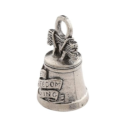 Guardian Bell Liberty Good Luck Bell w/Keyring & Black Velvet Gift Bag | Motorcycle Bell | Lead-Free Pewter | Made in USA - color: Liberty