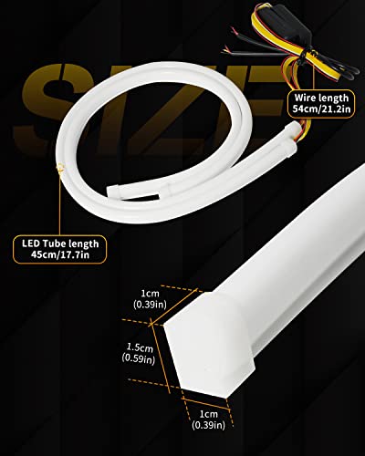Qasim 45CM Flowing Turn Signal Light Guide Strip DRL Assembly 12V Car LED Flexible Strip Lights Daytime Running Lights Car Accessories-2Pack - size: 17.7 inches