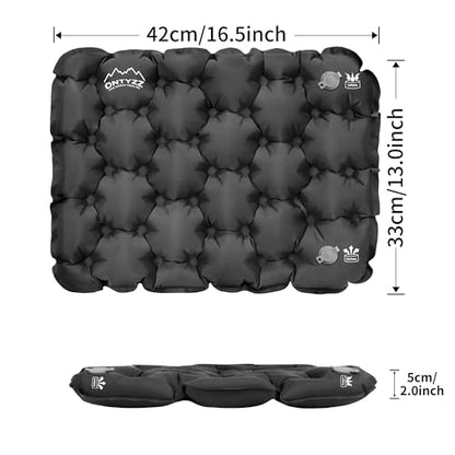 ONTYZZ Inflatable Seat Cushion Lightweight Airplane Seat Cushion Stadium Seat Travel Cushion for Climbing Hiking Office Airplane - color: 2pc Black