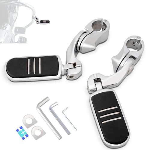 1.25" (32mm) Adjustable Highway Foot Pegs w/Short Angled Mount Kit,Universal for Harley,Honda,Kawasaki,Suzuki,Yamaha,Indian,Victory Motorcycle w/1-1/4" Engine Guard/Crash Bar,CHROME#1 - color: Chrome