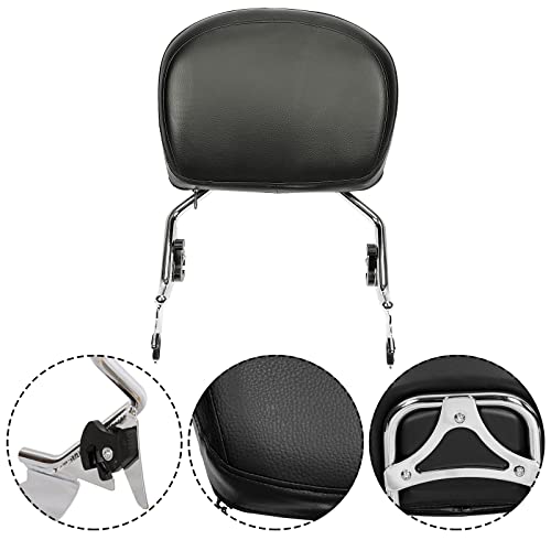 ECOTRIC Detachable Passenger Backrest Sissy Bar Compatible with 2009-2024 Harley Touring Road King Street Glide Road Glide Electra Glide Rear Pad Chrome