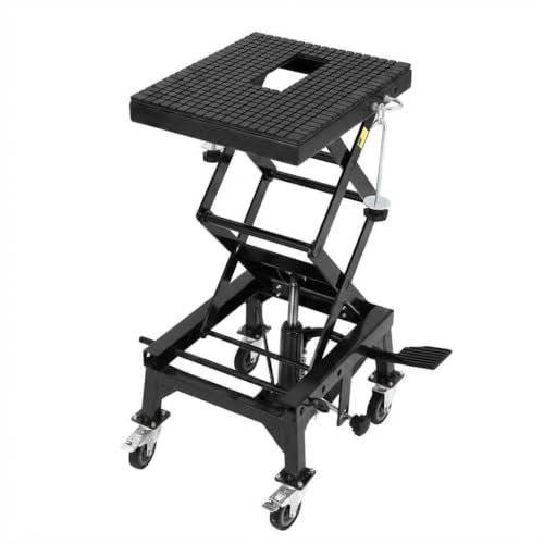 Garvee Hydraulic Motorcycle Lift Jack 350LBS, Foot Operated Scissor Lift Table for ATV Dirt Bike, Heavy-Duty Steel Stand with Safety Lock & Wheels, 13.78"-34.25" Height Adjustable, Motorcycle Scissor